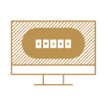 Gold icon of virtual poker on computer.