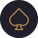 Poker People Gold spade on a navy circle.