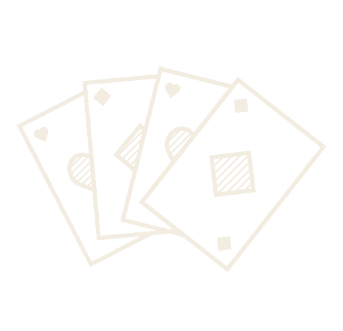 Cream outline of four playing cards.