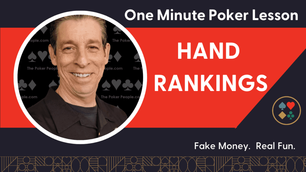Title card for One-Minute Poker Lesson on Hand Rankings.