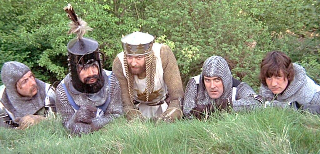 the cast from Monte Python's The Holy Grail.